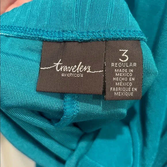 Chico's Size 3 Turquoise Travelers Set (pants & tank) - Picture 2 of 6